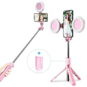 Vara Sem Fio Bluetooth Compat Vel Selfie Com Luz Led Anel Trip Dobr Vel Monop Para.jpg